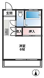 リバーサイドハイツB棟 ワンルームの間取図画像