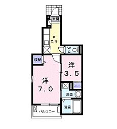ジャルダンデュミエル 2Kの間取図画像