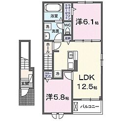 プラーム岡部 I 2LDKの間取図画像