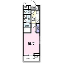 シャンドゥフルール4 1Kの間取図画像