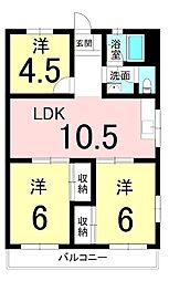 昭和コーポ深谷 3LDKの間取図画像