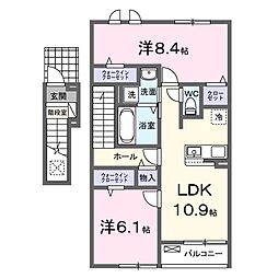 カーサ・コンソラータ 2LDKの間取図画像