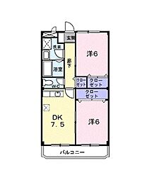 シティーマンションタナベ 2DKの間取図画像