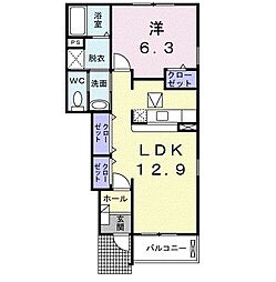 グレイスKS2 1LDKの間取図画像
