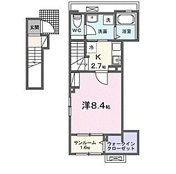 シャインリヒト 1Kの間取図画像
