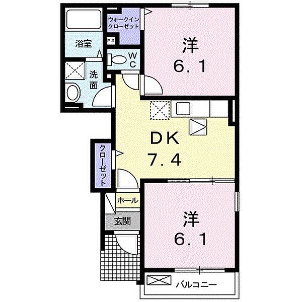 ローズガーデンB 103｜埼玉県熊谷市妻沼(賃貸アパート2DK・1階・44.70㎡)の写真 その2