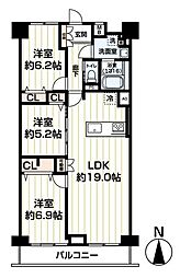 イトーピア東大島マンション 3LDKの間取図画像