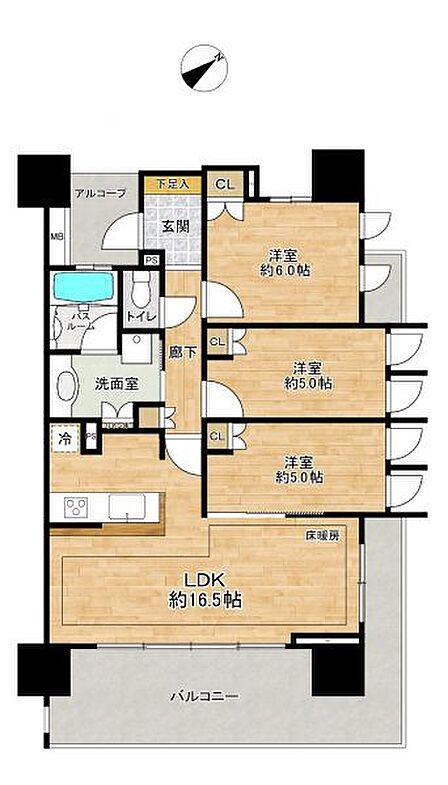 リビングに床暖房完備!