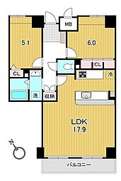 ファミールタワープラザ岡山 2LDKの間取図画像