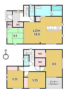 間取り:☆4LDK+WIC2ヶ所+SIC☆土地面積:186.43m2、建物面積:104.33m2 間取り:☆4LDK+WIC2ヶ所+SIC☆土地面積:186.43m2、建物面積:104.33m2
