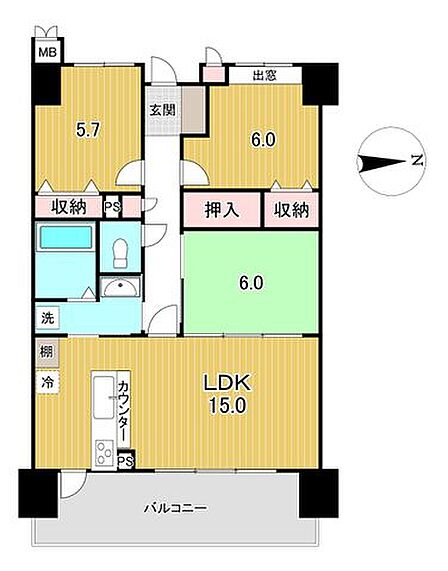 ☆3LDK☆専有面積:73.45m2