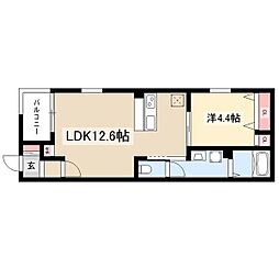 サンクレール八田 1LDKの間取図画像