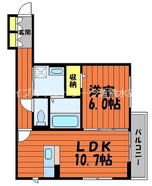 アルエットロアン ｜岡山県倉敷市西中新田(賃貸アパート1LDK・3階・44.31㎡)の写真 その2