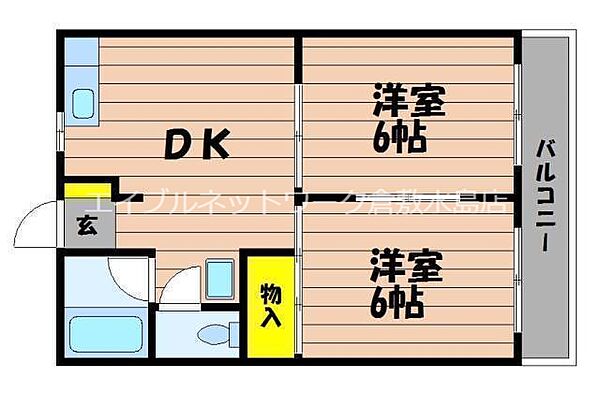 カーサ愛 ｜岡山県倉敷市中島(賃貸アパート2DK・2階・39.70㎡)の写真 その2