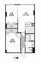 第1リバーサイドマンション 2LDKの間取図画像