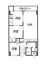 マンションニュー緑台B棟 3LDKの間取図画像