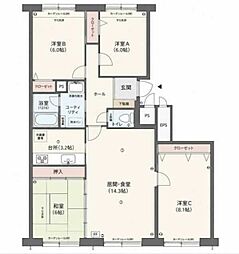 サーム北6条 4LDKの間取図画像