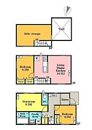 フェリス南与野 2SLDKの間取り
