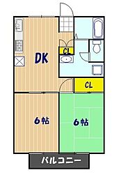 JR武蔵野線 東川口駅 バス10分 差間北下車 徒歩6分の賃貸アパート 1階2DKの間取り