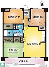 JR京浜東北・根岸線 北浦和駅 徒歩27分の賃貸マンション 3階3LDKの間取り