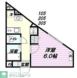 JR京浜東北・根岸線 西川口駅 徒歩7分の賃貸マンション 2階1Kの間取り