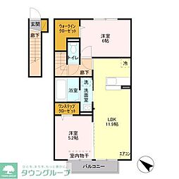 埼玉高速鉄道 戸塚安行駅 徒歩21分の賃貸アパート 2階2LDKの間取り
