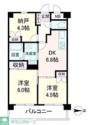 JR埼京線 中浦和駅 バス13分 栄和下車 徒歩5分の賃貸マンション 4階2SDKの間取り