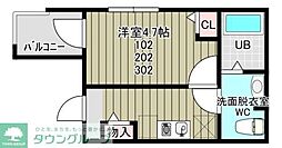 JR京浜東北・根岸線 蕨駅 徒歩11分の賃貸アパート 1階ワンルームの間取り