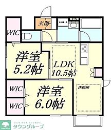 JR京浜東北・根岸線 与野駅 徒歩6分の賃貸マンション 3階2LDKの間取り