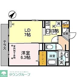 埼玉高速鉄道 浦和美園駅 徒歩10分の賃貸アパート 3階1LDKの間取り