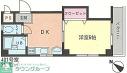アドヴァンスマンション 1DKの間取図画像