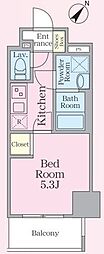 HYs 大宮 1Kの間取図画像