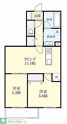 川口市戸塚東1丁目アパート 2LDKの間取図画像