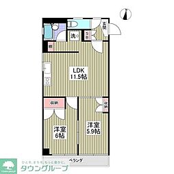 三愛ビル 2DKの間取図画像