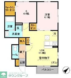 カーサ・ルミナス 2LDKの間取図画像