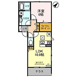 エクセル元郷 1LDKの間取図画像