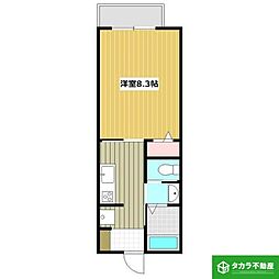 トレジャーシップ 2階1Kの間取り