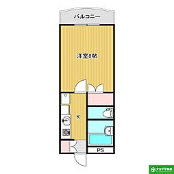 リバーサイドスクエア壱番館 1Kの間取図画像