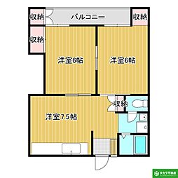 セジュール荏隈 2DKの間取図画像
