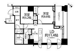 ル・サンク大崎ウィズタワー 2LDKの間取図画像