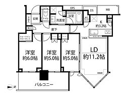 シティタワー東梅田パークフロント 3LDKの間取図画像