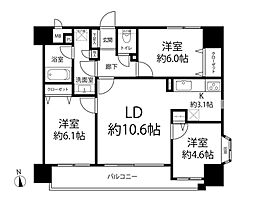 藤和シティホームズ高円寺 3LDKの間取図画像