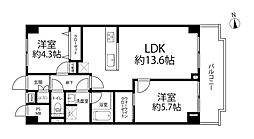 飯田橋第一パーク・ファミリア 2LDKの間取図画像