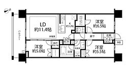ブランズシティ津田沼奏の杜 3LDKの間取図画像