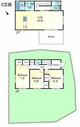 Ｃ区画の建物参考プラン　木造２階建　床面積９７．７m2建物参考価格２，２５０万　設計料１００　別途外構工事費用等要す