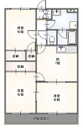 エーデルハイム 2階3DKの間取り