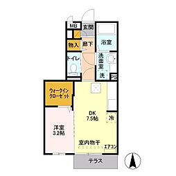 セピアコート 1階1DKの間取り