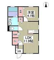 AYERS　ROCK 1階1DKの間取り