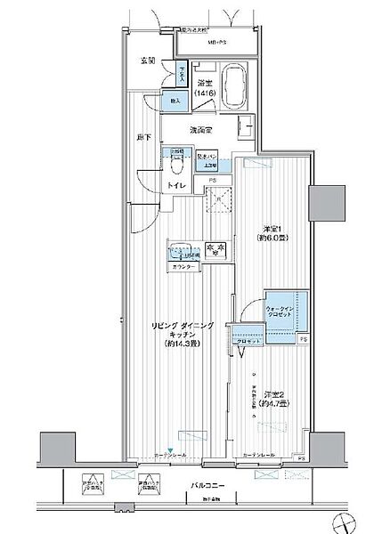 東京都台東区駒形１丁目(賃貸マンション2LDK・3階・59.48㎡)の写真 その2
