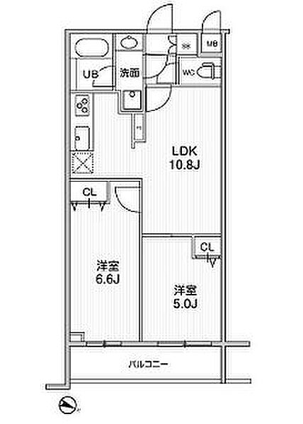 東京都墨田区東向島１丁目(賃貸マンション2LDK・3階・48.02㎡)の写真 その2